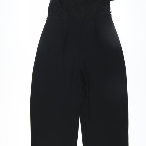 Mango Women’s Black One Shoulder Lace Jumpsuit Size 12