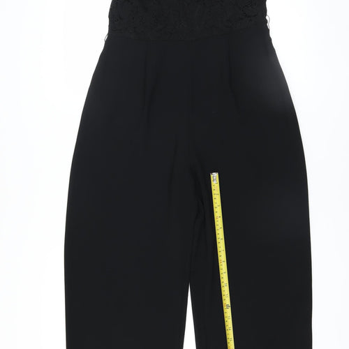 Mango Women’s Black One Shoulder Lace Jumpsuit Size 12
