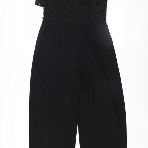 Mango Women’s Black One Shoulder Lace Jumpsuit Size 12
