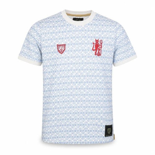 Football Town Men's Blue Graphic Print T-Shirt Size S Cotton Crew Neck