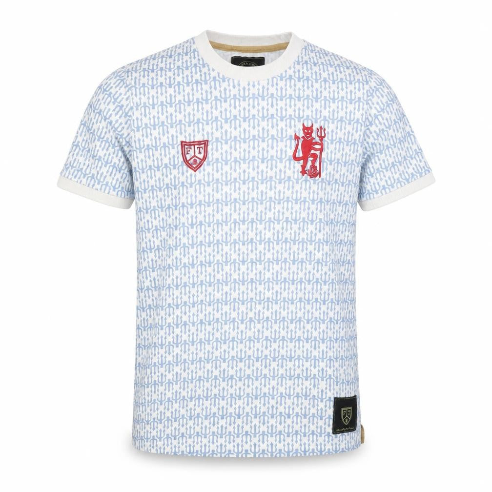 Football Town Men's Blue Graphic Print T-Shirt Size S Cotton Crew Neck