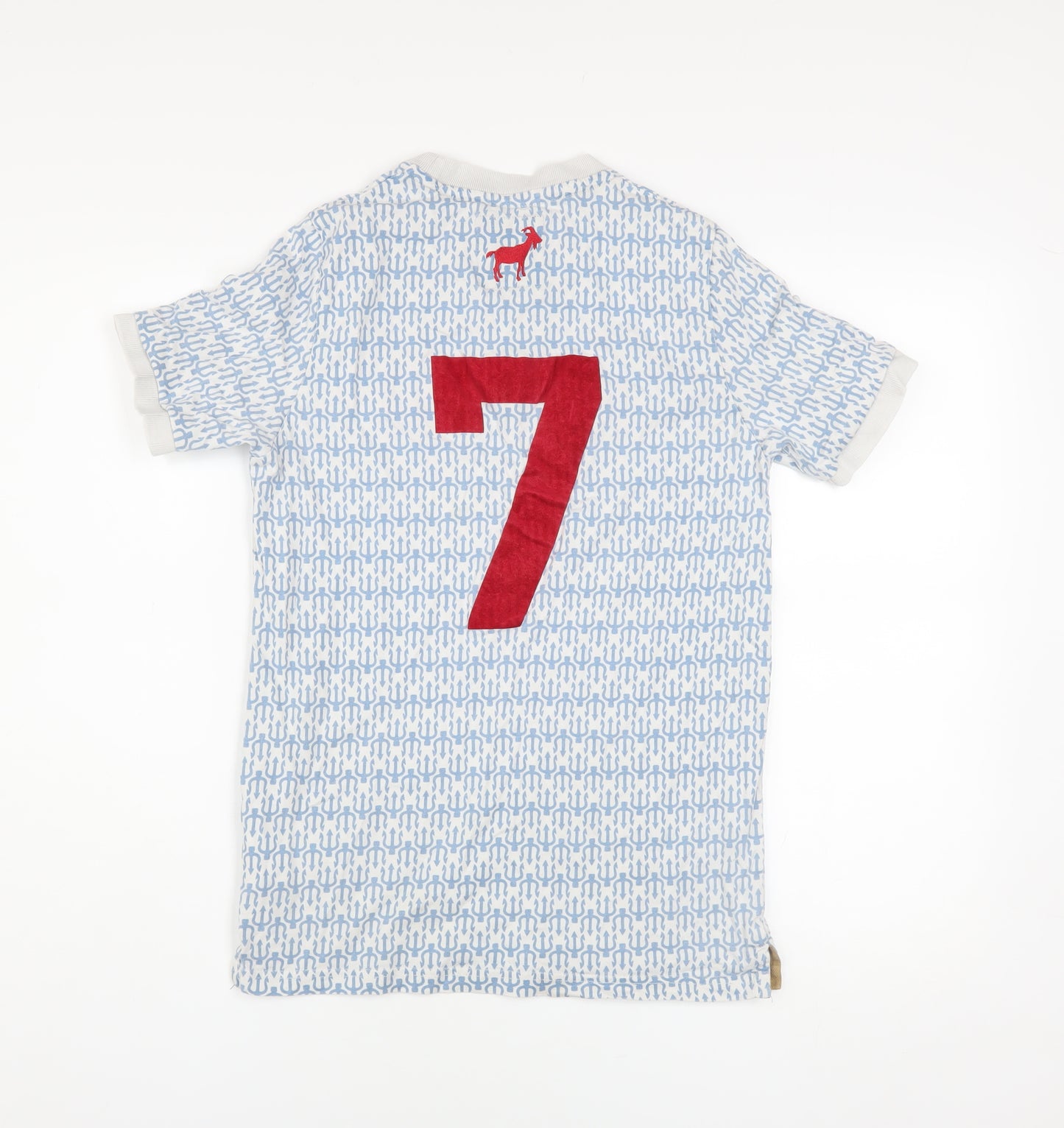 Football Town Men's Blue Graphic Print T-Shirt Size S Cotton Crew Neck