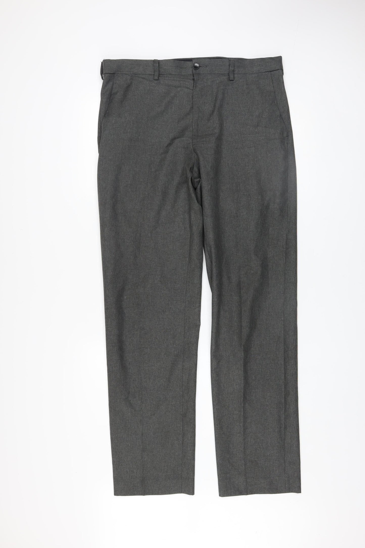Marks and Spencer Men's Grey Regular Fit Dress Trousers 34W 33L