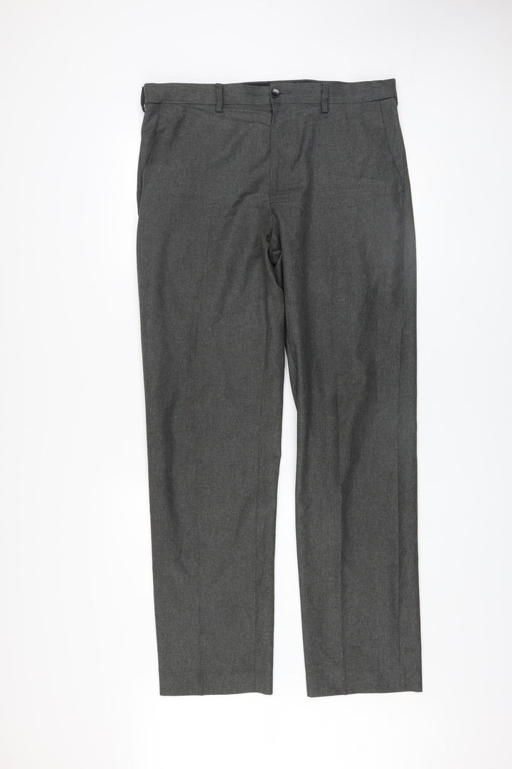 Marks and Spencer Men's Grey Regular Fit Dress Trousers 34W 33L