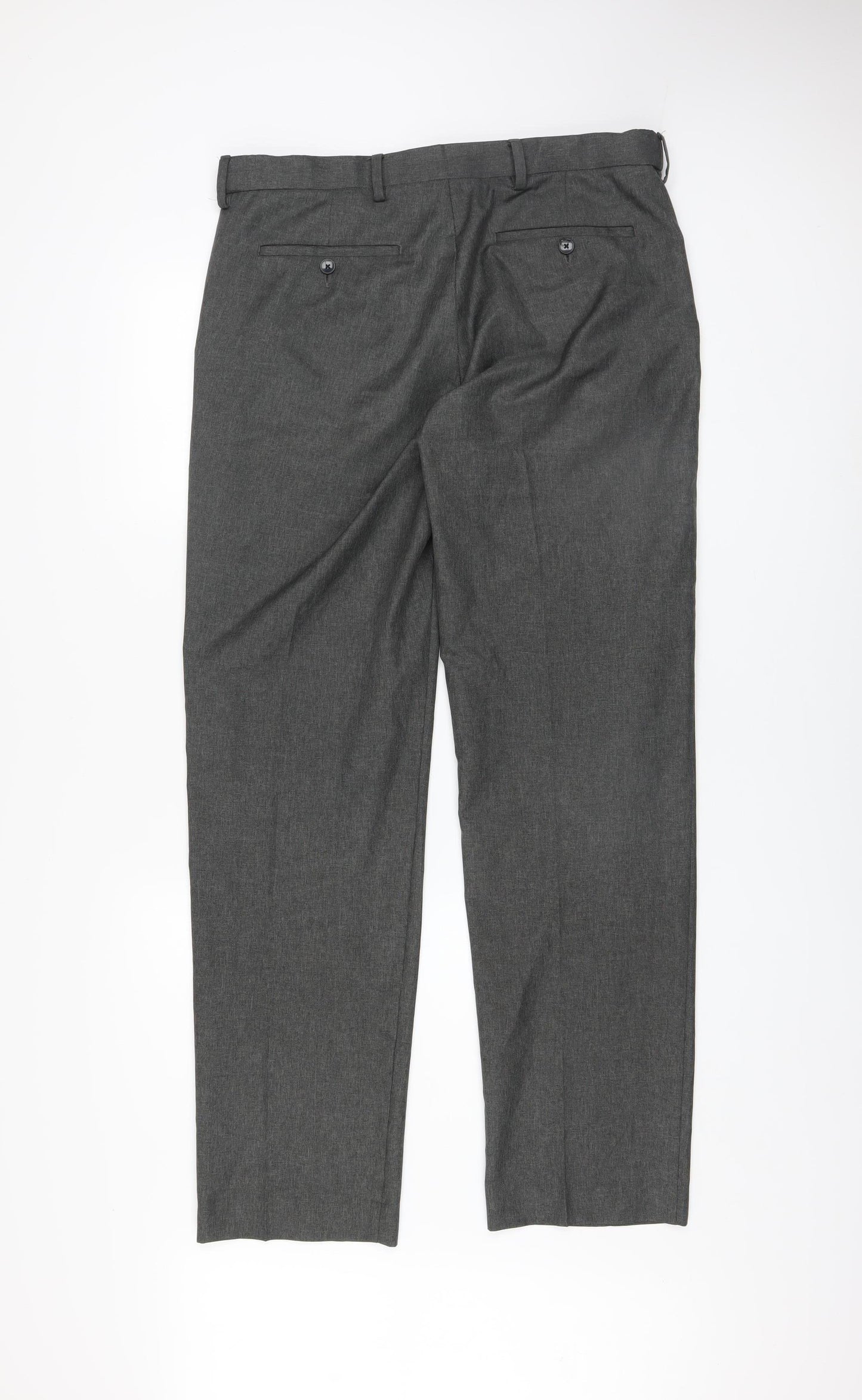 Marks and Spencer Men's Grey Regular Fit Dress Trousers 34W 33L