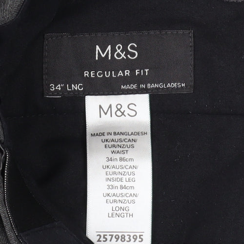 Marks and Spencer Men's Grey Regular Fit Dress Trousers 34W 33L