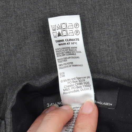 Marks and Spencer Men's Grey Regular Fit Dress Trousers 34W 33L