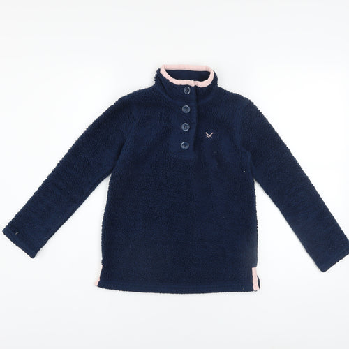 Crew Clothing Co. Girls Blue Fleece Henley Sweatshirt 8-9 Years