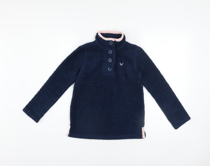 Crew Clothing Co. Girls Blue Fleece Henley Sweatshirt 8-9 Years