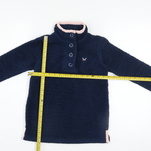 Crew Clothing Co. Girls Blue Fleece Henley Sweatshirt 8-9 Years