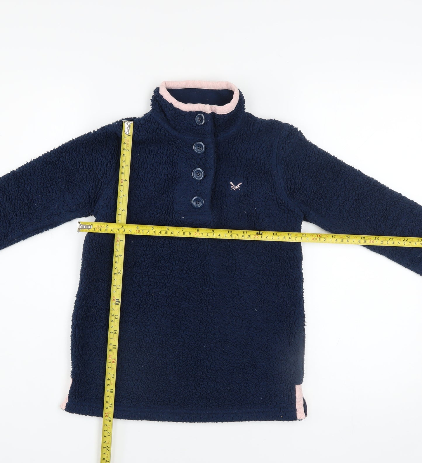 Crew Clothing Co. Girls Blue Fleece Henley Sweatshirt 8-9 Years