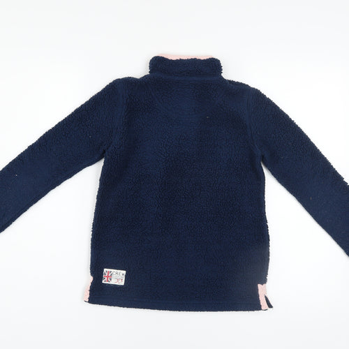 Crew Clothing Co. Girls Blue Fleece Henley Sweatshirt 8-9 Years
