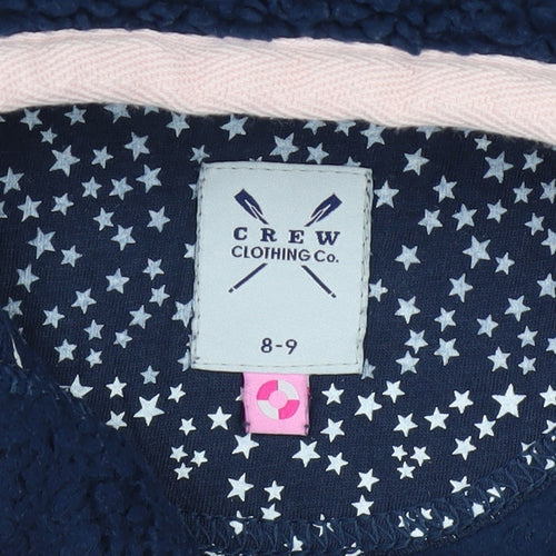 Crew Clothing Co. Girls Blue Fleece Henley Sweatshirt 8-9 Years