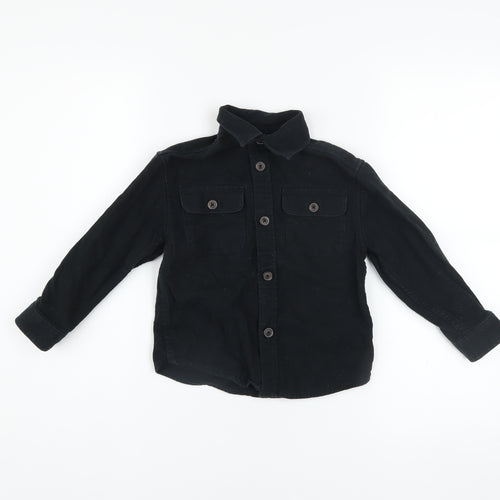 Next Boys Black Cotton Long Sleeve Shirt Jacket 4 Years