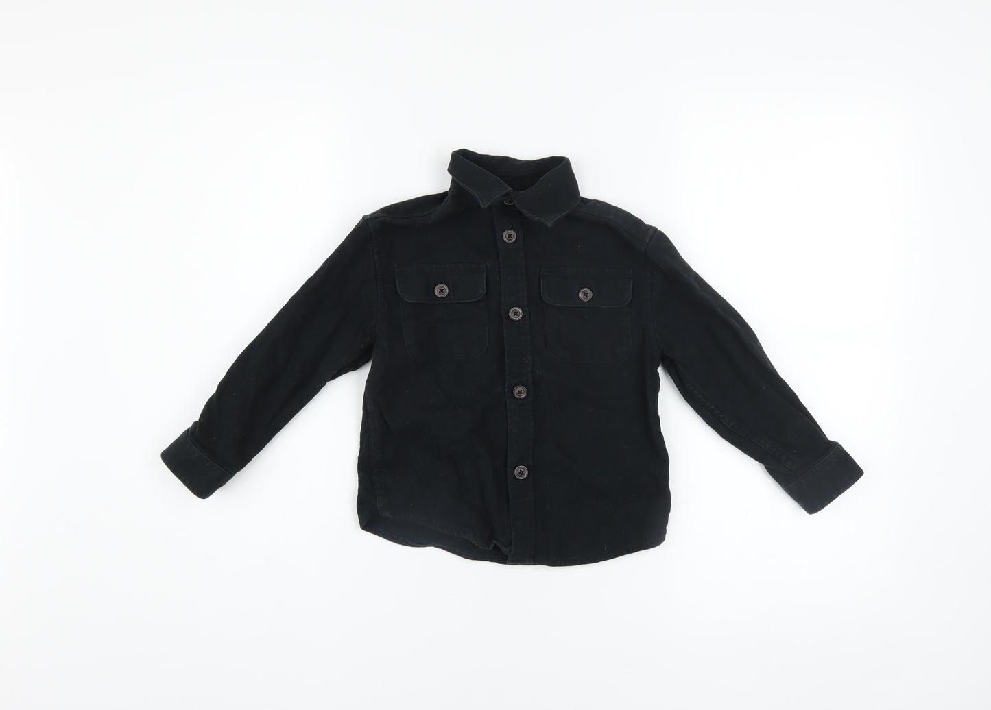 Next Boys Black Cotton Long Sleeve Shirt Jacket 4 Years