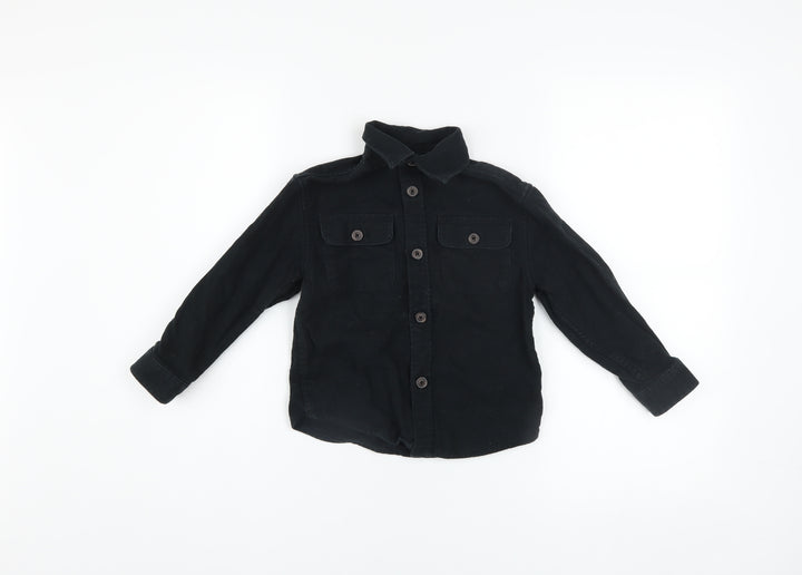 Next Boys Black Cotton Long Sleeve Shirt Jacket 4 Years