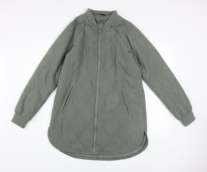 Dunnes Stores Womens Green Quilted Mid-Length Zip Jacket XS