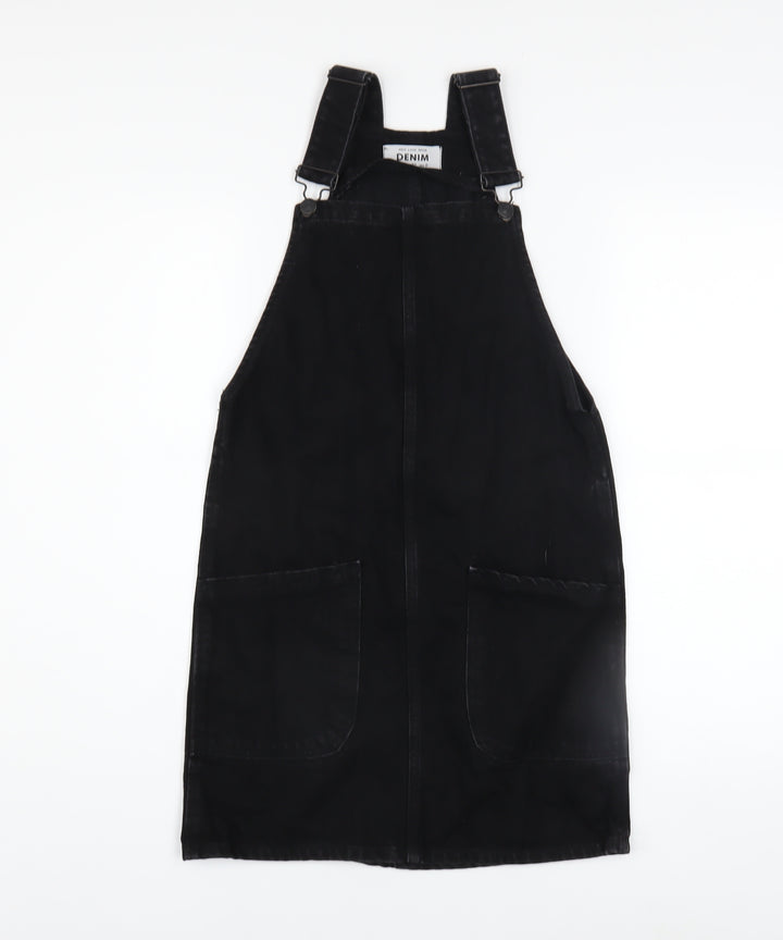 New Look Petite Women’s Black Denim Pinafore Dress UK 4