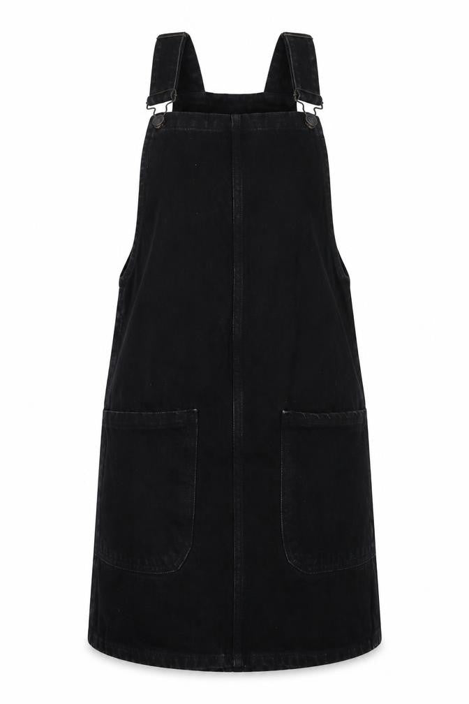 New Look Petite Women’s Black Denim Pinafore Dress UK 4