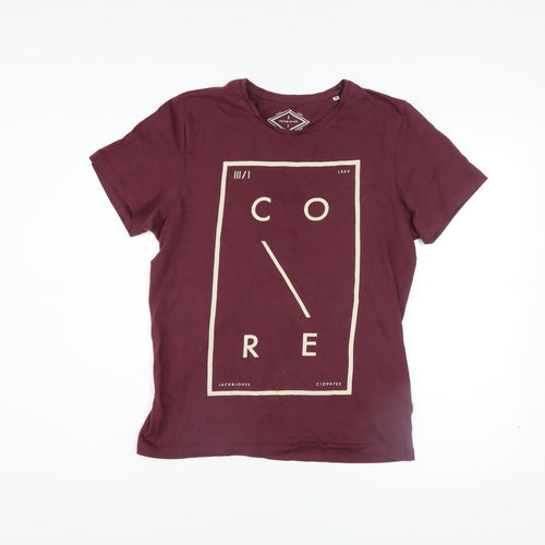 Jack & Jones Men's Burgundy CORE Graphic Print T-Shirt M