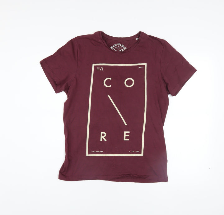 Jack & Jones Men's Burgundy CORE Graphic Print T-Shirt M