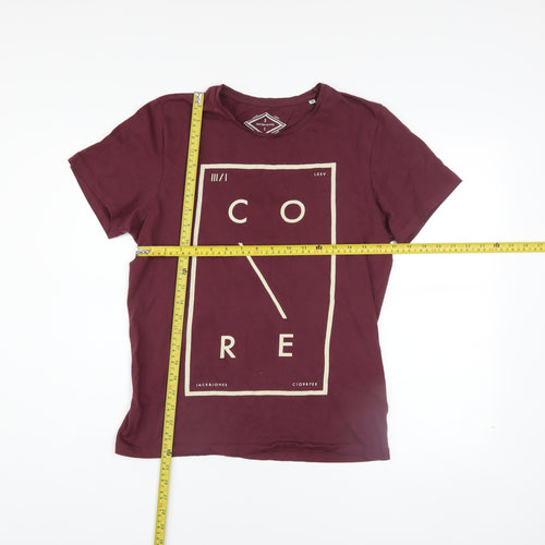 Jack & Jones Men's Burgundy CORE Graphic Print T-Shirt M