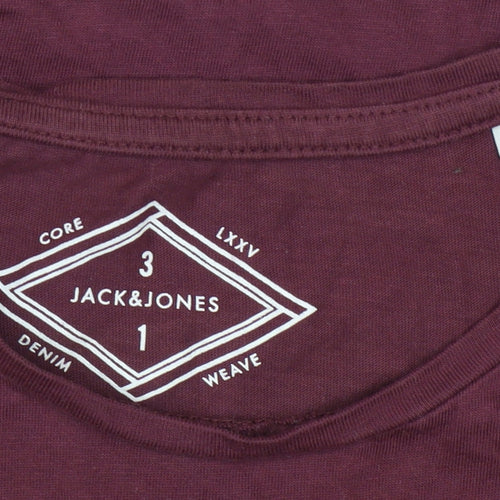 Jack & Jones Men's Burgundy CORE Graphic Print T-Shirt M