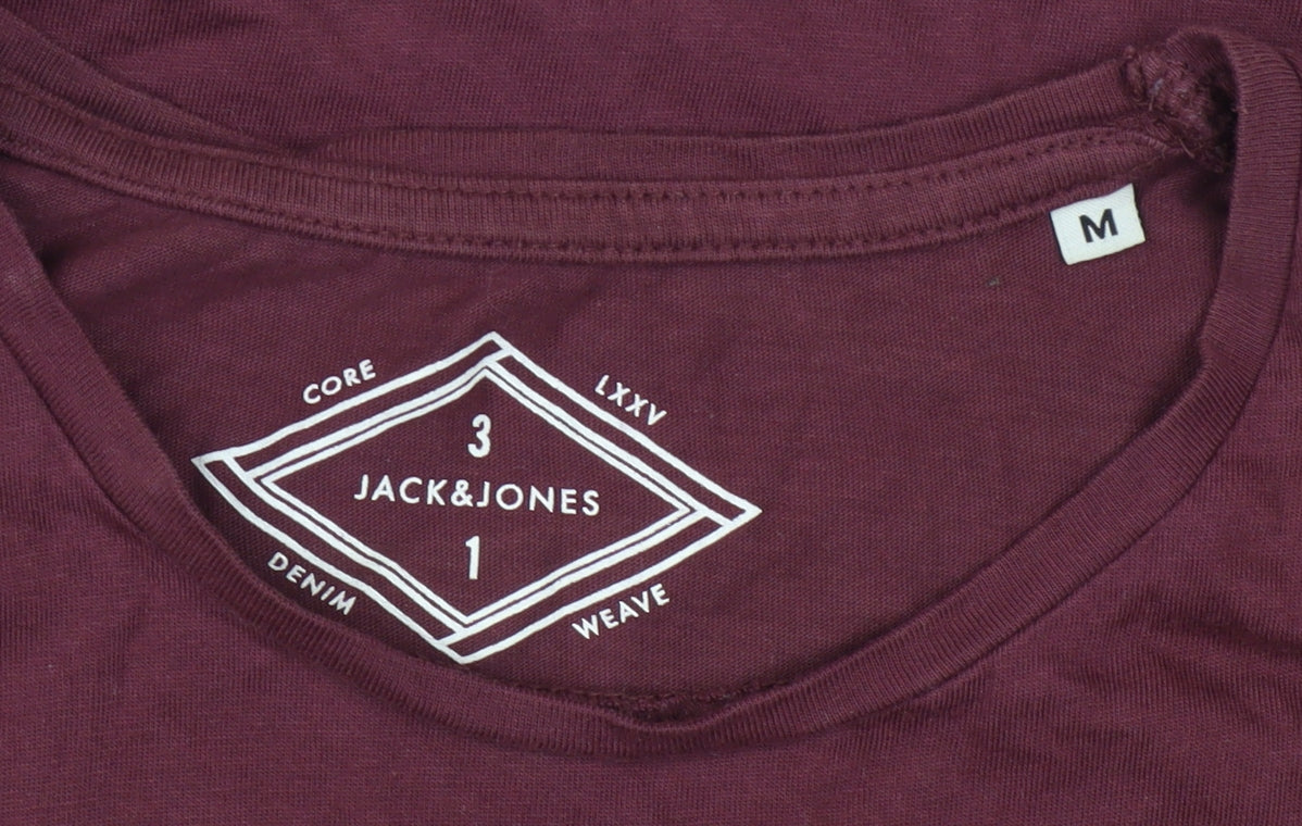 Jack & Jones Men's Burgundy CORE Graphic Print T-Shirt M