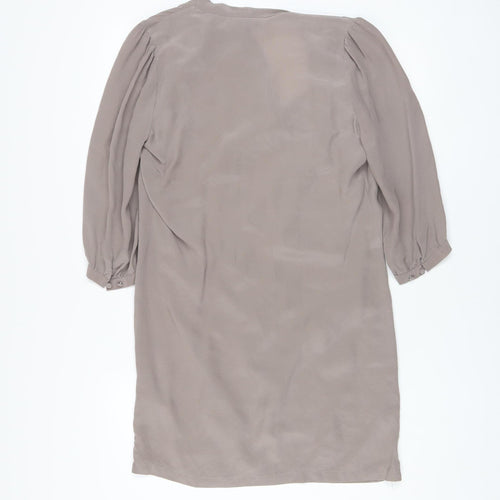 Warehouse Women’s Beige Silk Cowl Neck Shift Dress UK 12