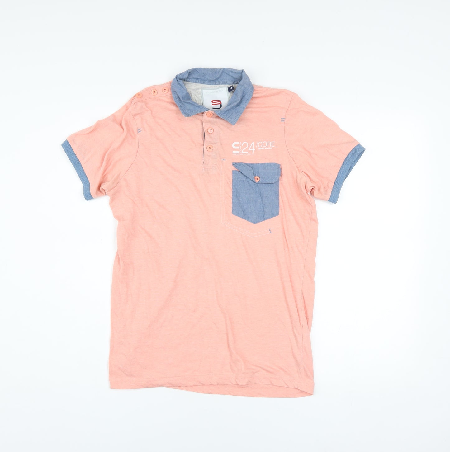 Smith & Jones Men's Pink Short Sleeve Polo Shirt Size S