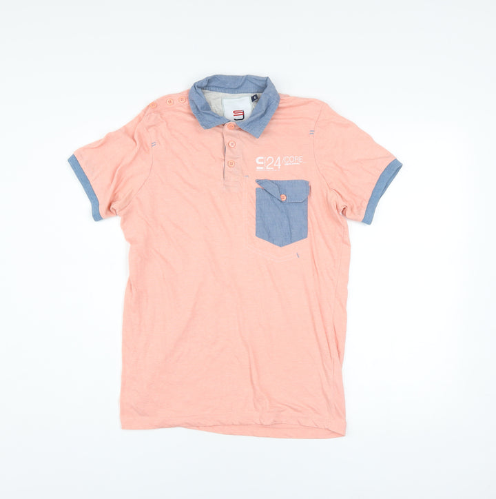 Smith & Jones Men's Pink Short Sleeve Polo Shirt Size S