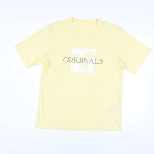 Jack & Jones Men's Yellow Originals Graphic Cotton T-Shirt Medium