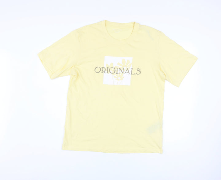 Jack & Jones Men's Yellow Originals Graphic Cotton T-Shirt Medium