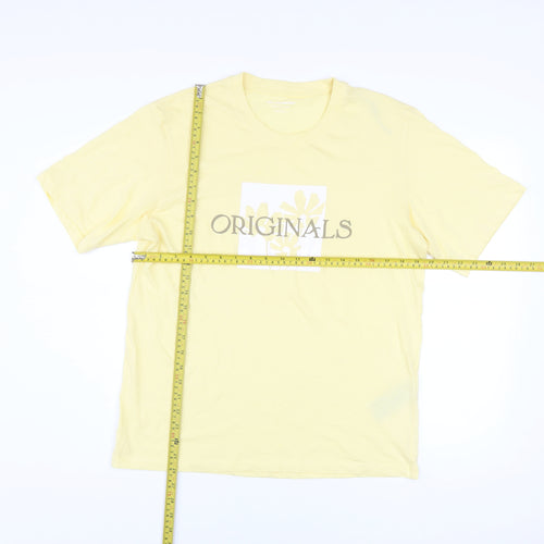 Jack & Jones Men's Yellow Originals Graphic Cotton T-Shirt Medium