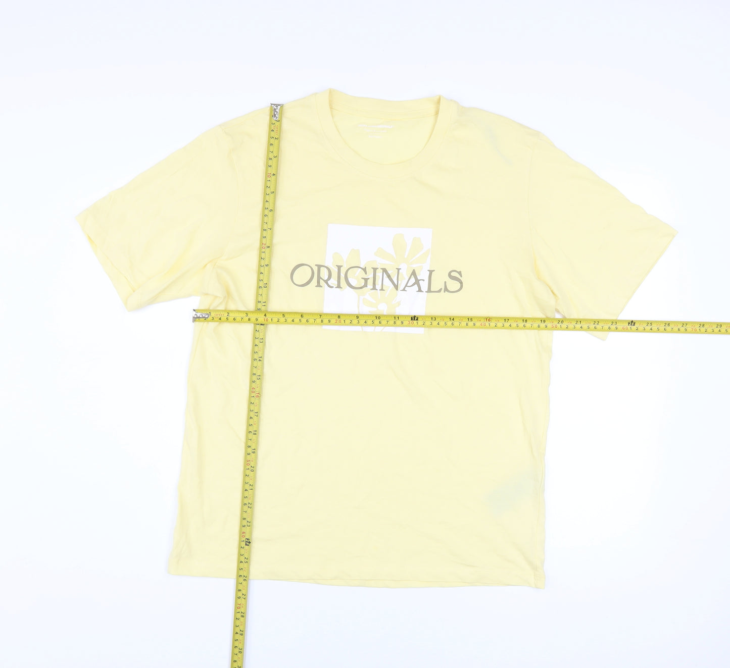 Jack & Jones Men's Yellow Originals Graphic Cotton T-Shirt Medium