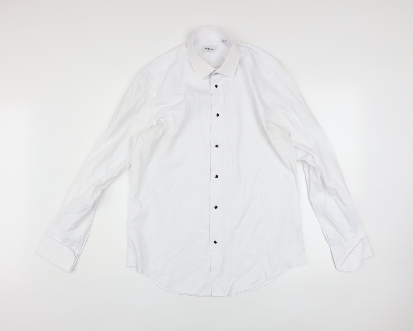 White Label Men’s White Slim Fit Long Sleeve Button-Up Shirt Size 16