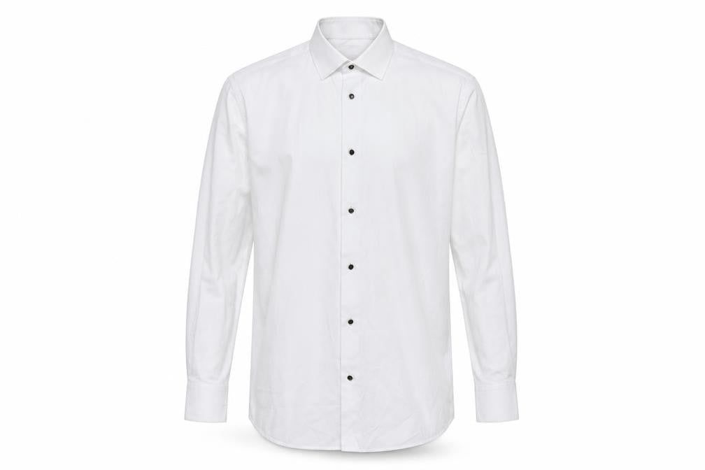Front view of The White Company Men’s White Slim Fit Long Sleeve Button-Up Shirt, size 16