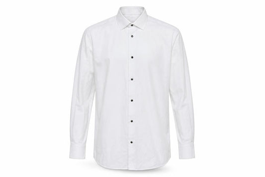 Front view of The White Company Men’s White Slim Fit Long Sleeve Button-Up Shirt, size 16