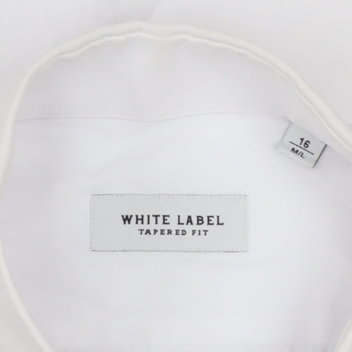 White Label Men’s White Slim Fit Long Sleeve Button-Up Shirt Size 16
