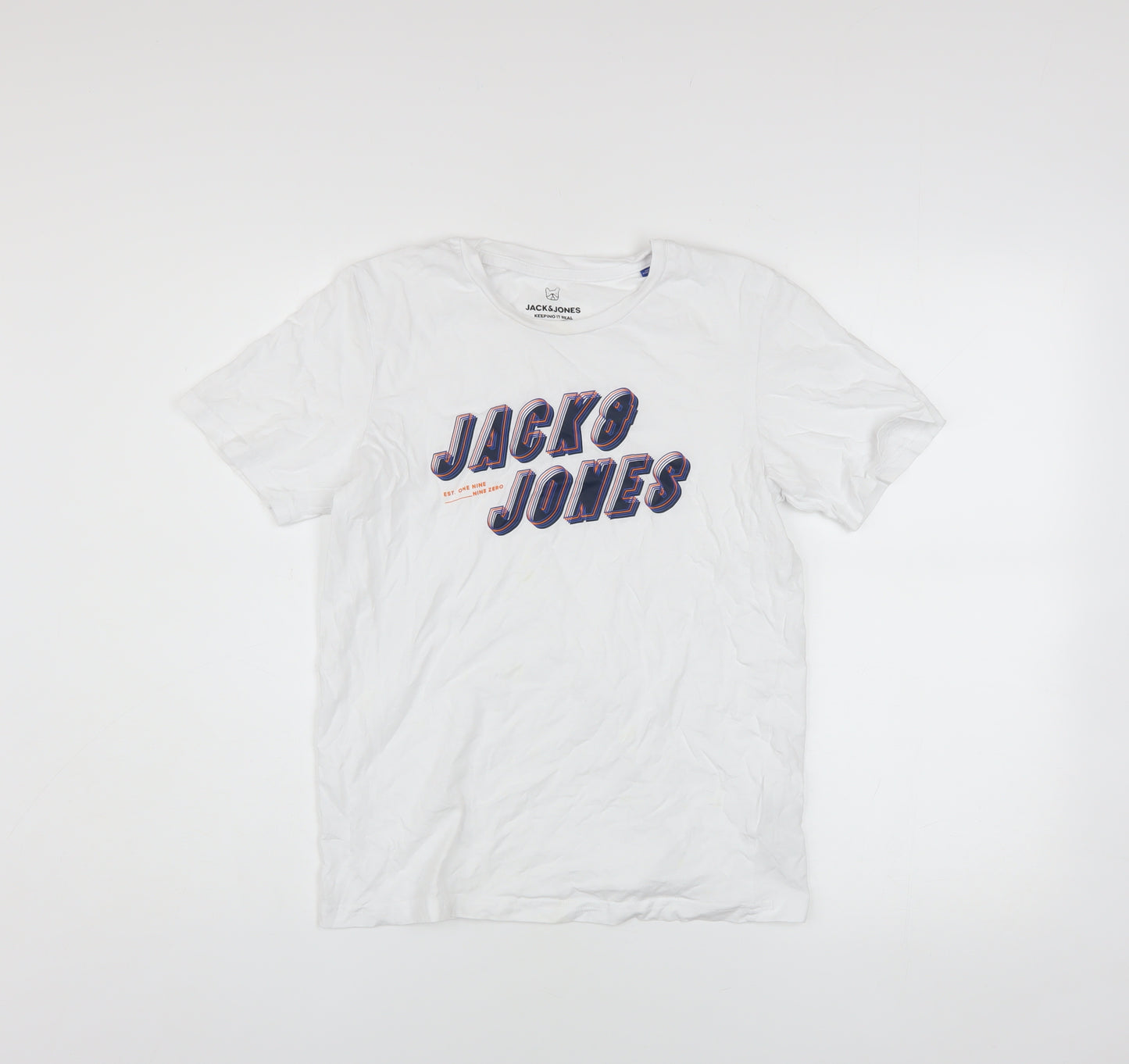 Jack & Jones Boys White Graphic Logo T-Shirt Size 14 Years