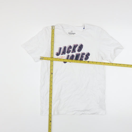 Jack & Jones Boys White Graphic Logo T-Shirt Size 14 Years