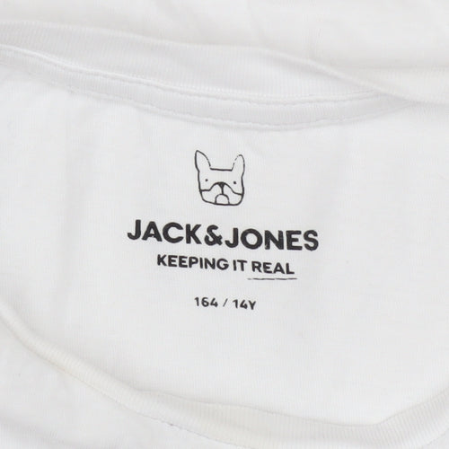 Jack & Jones Boys White Graphic Logo T-Shirt Size 14 Years