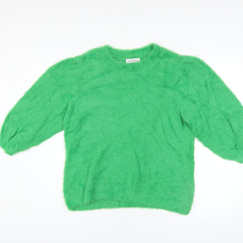 Gallery Womens Green Fuzzy Knit Pullover Jumper UK M