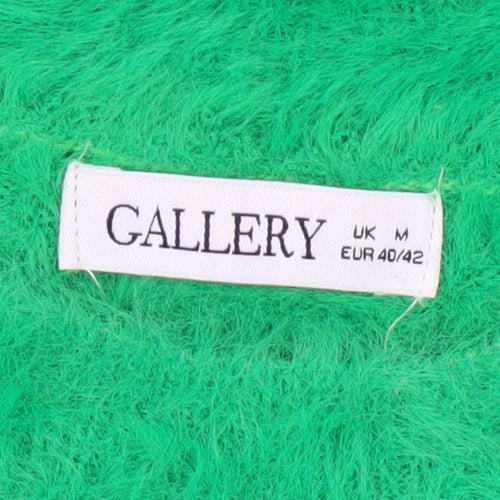 Gallery Womens Green Fuzzy Knit Pullover Jumper UK M