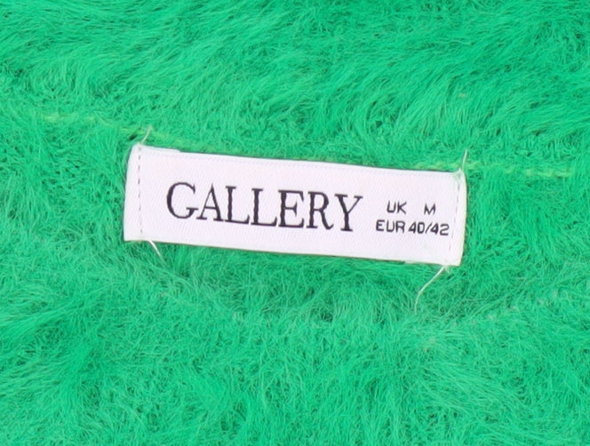 Gallery Womens Green Fuzzy Knit Pullover Jumper UK M