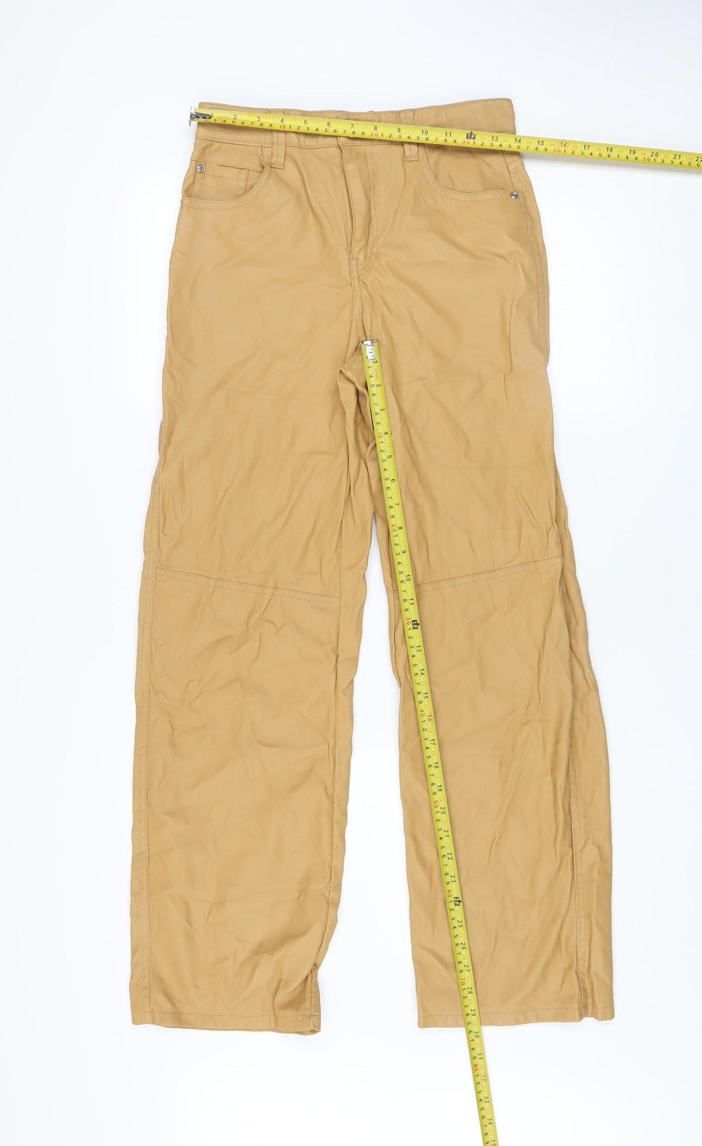 Bershka Men’s Beige Chino Trousers Size M Regular Fit Polyester