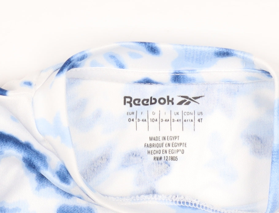 Reebok Boys Blue Tie Dye Short Sleeve Crew Neck T-Shirt 3-4 Years