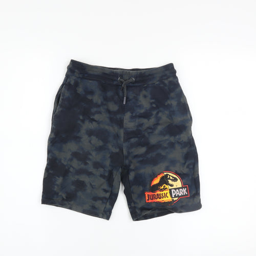 Primark Boys Blue Tie-Dye Jurassic Park Sweat Shorts 11-12 Years Cotton Blend