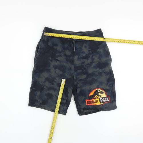 Primark Boys Blue Tie-Dye Jurassic Park Sweat Shorts 11-12 Years Cotton Blend