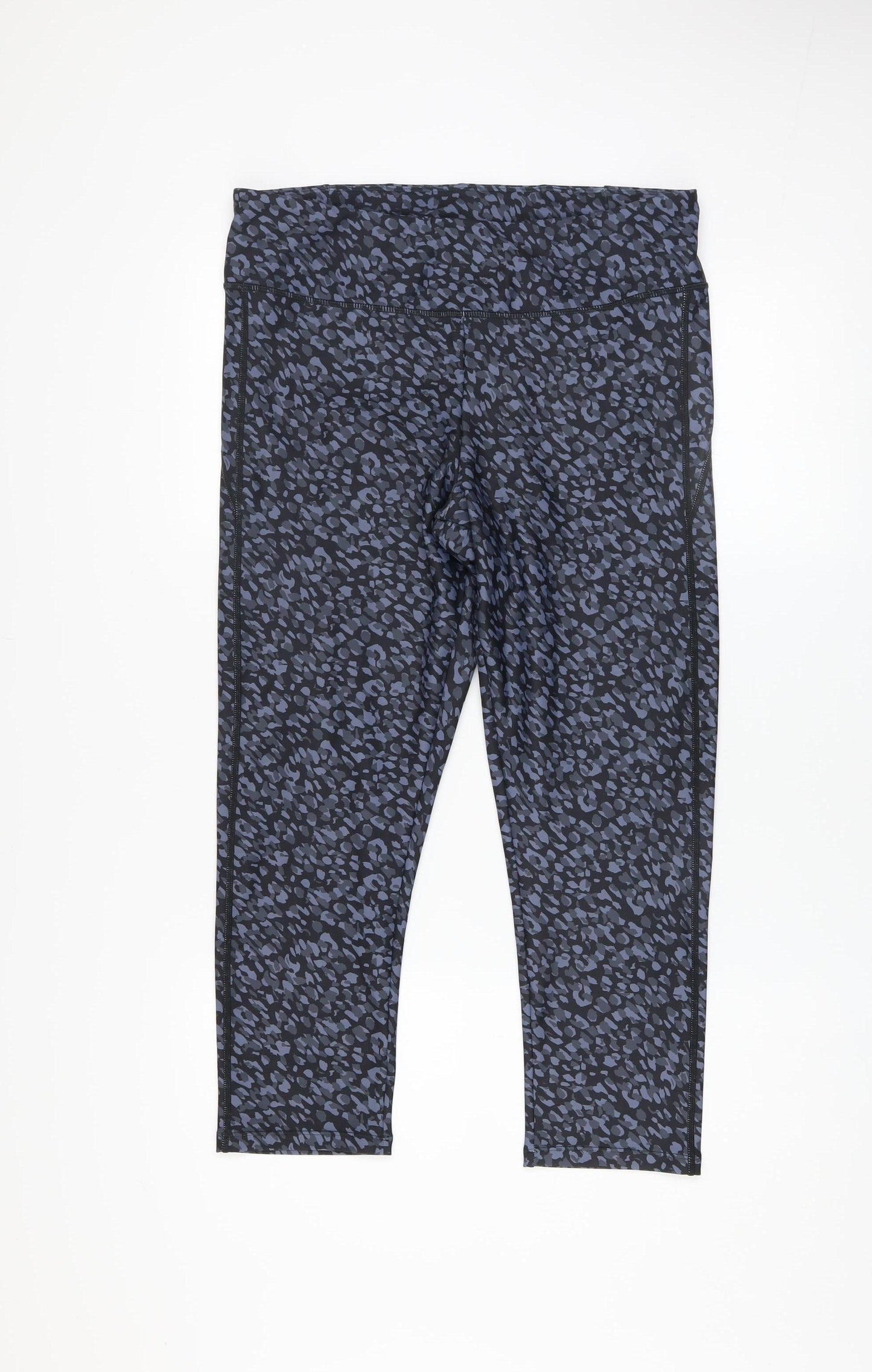 Dunnes Stores Womens Blue Animal Print Leggings Size L Stretch Activewear